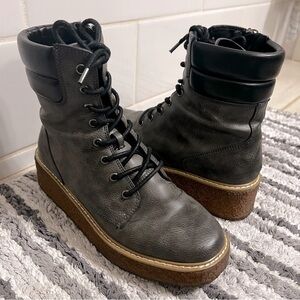 Yellow Box Charcoal Lace Up Boots with Thick Sole and Matte Finish